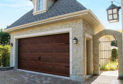 Garage With Wood Look Door